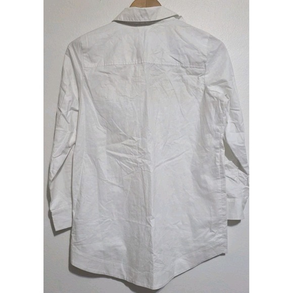 Soft Surroundings PM Petite White Cotton Pockets Collar Long Sleeve Tunic Print - Picture 5 of 8
